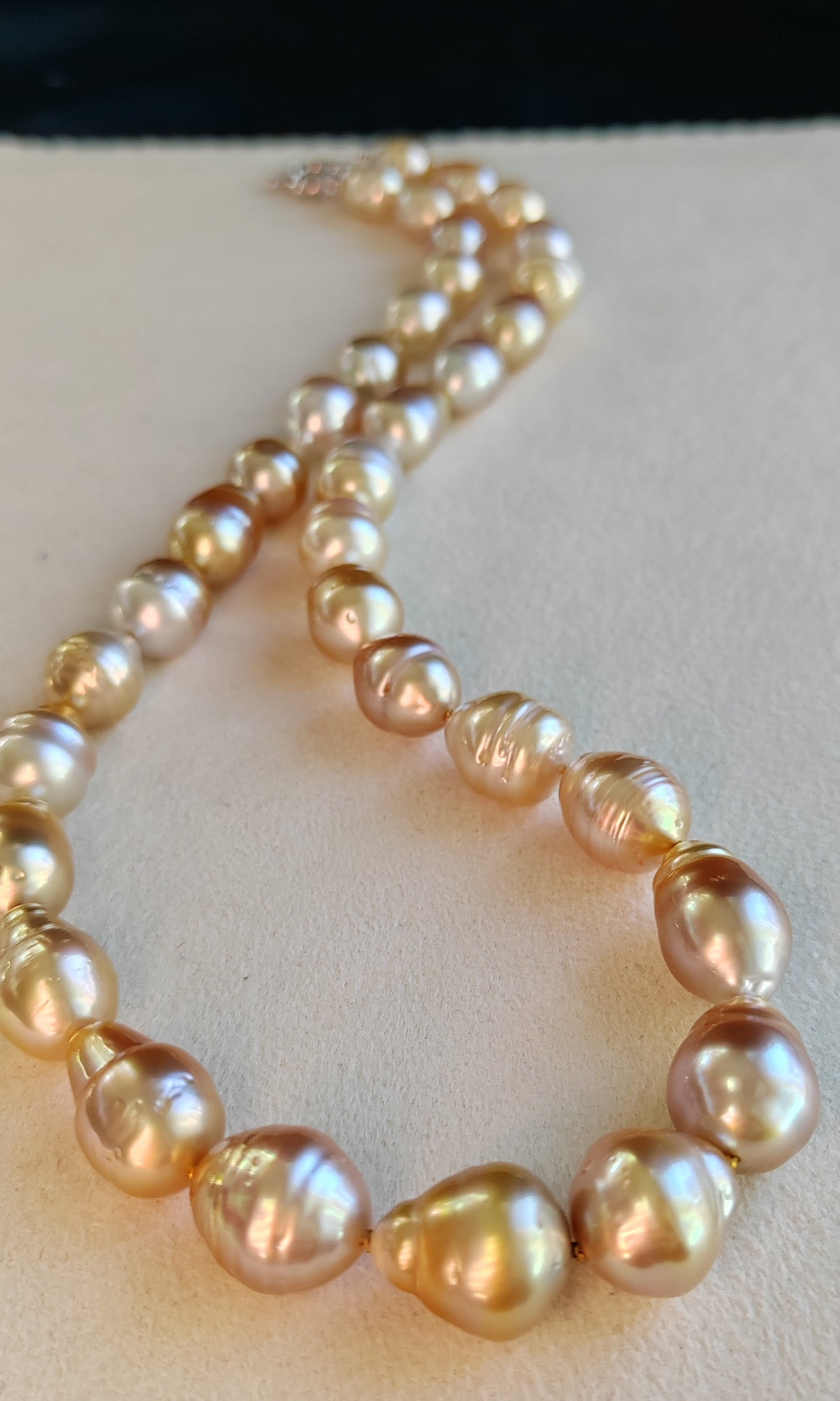 8.2-11.7mm Genuine golden south sea pearls classic baroque necklace