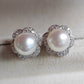 'Little Camellia' two-way earrings genuine south sea white pearls 8.6mm Round
