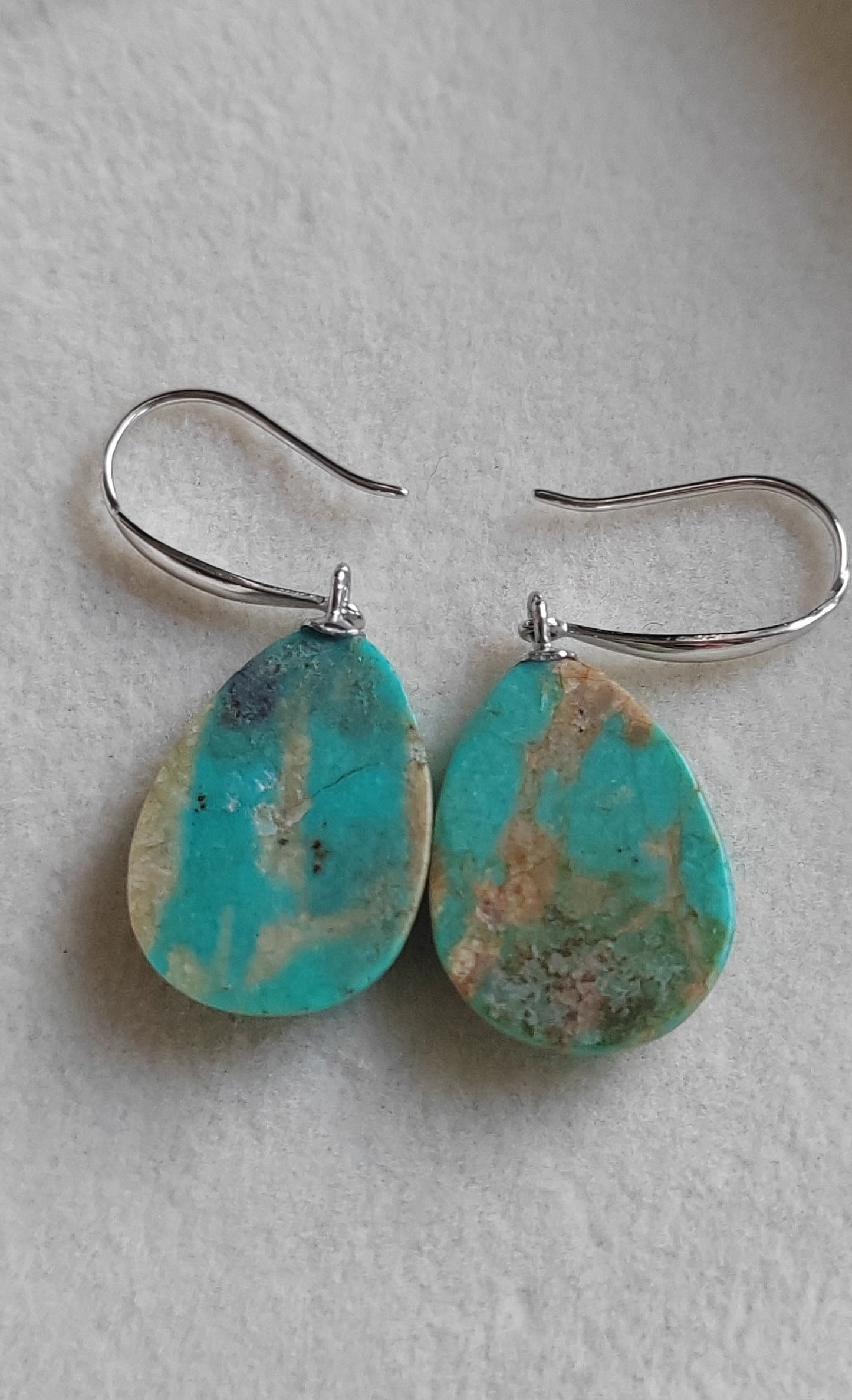 13x18mm Natural Morenci Turquoise French style earrings silver