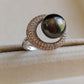 'Moon' ring genuine tahitian pearl 9.4mm