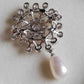 5.4-9.7mm Genuine freshwater pearls flowers brooch necklace