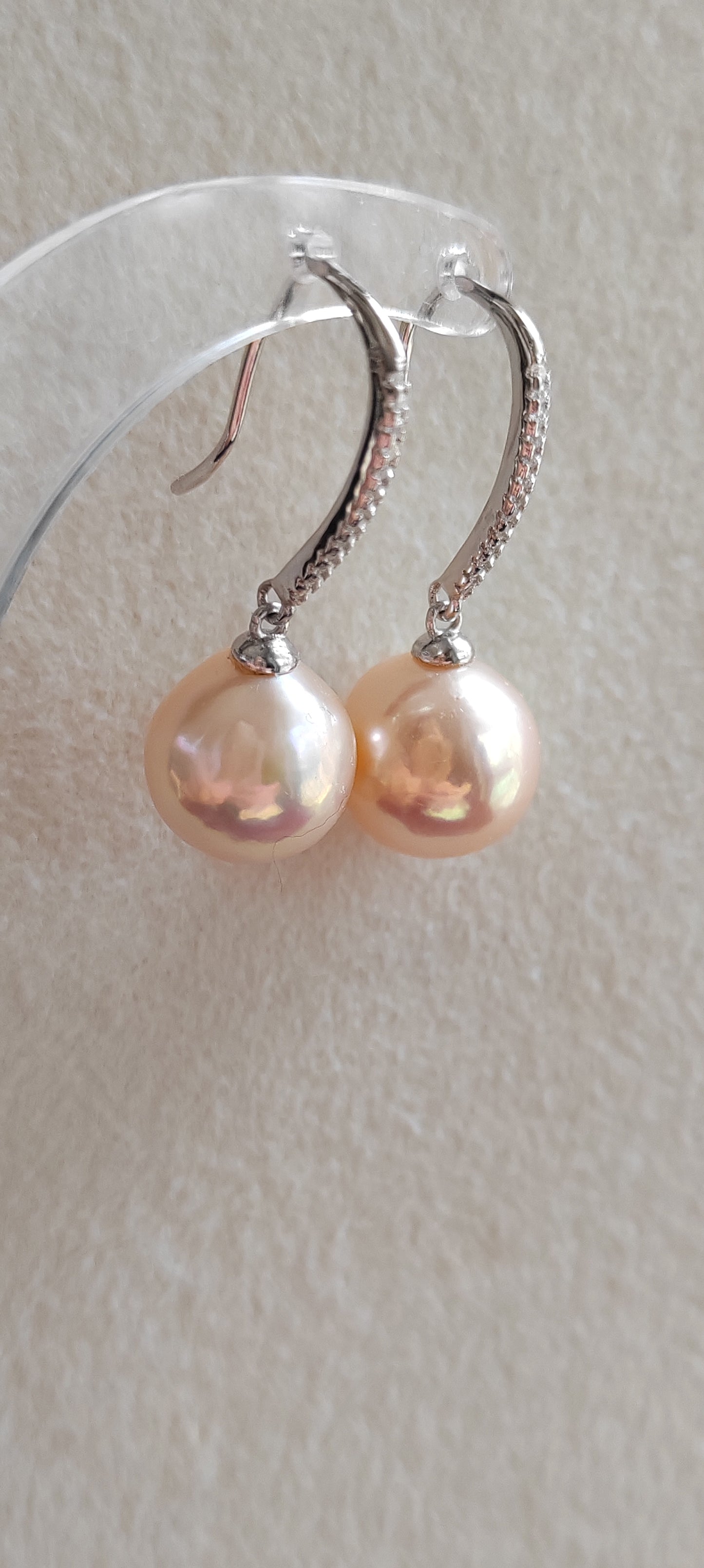'Fairy Peach' Jewellery set Genuine freshwater pearls 11.8-12.2mm