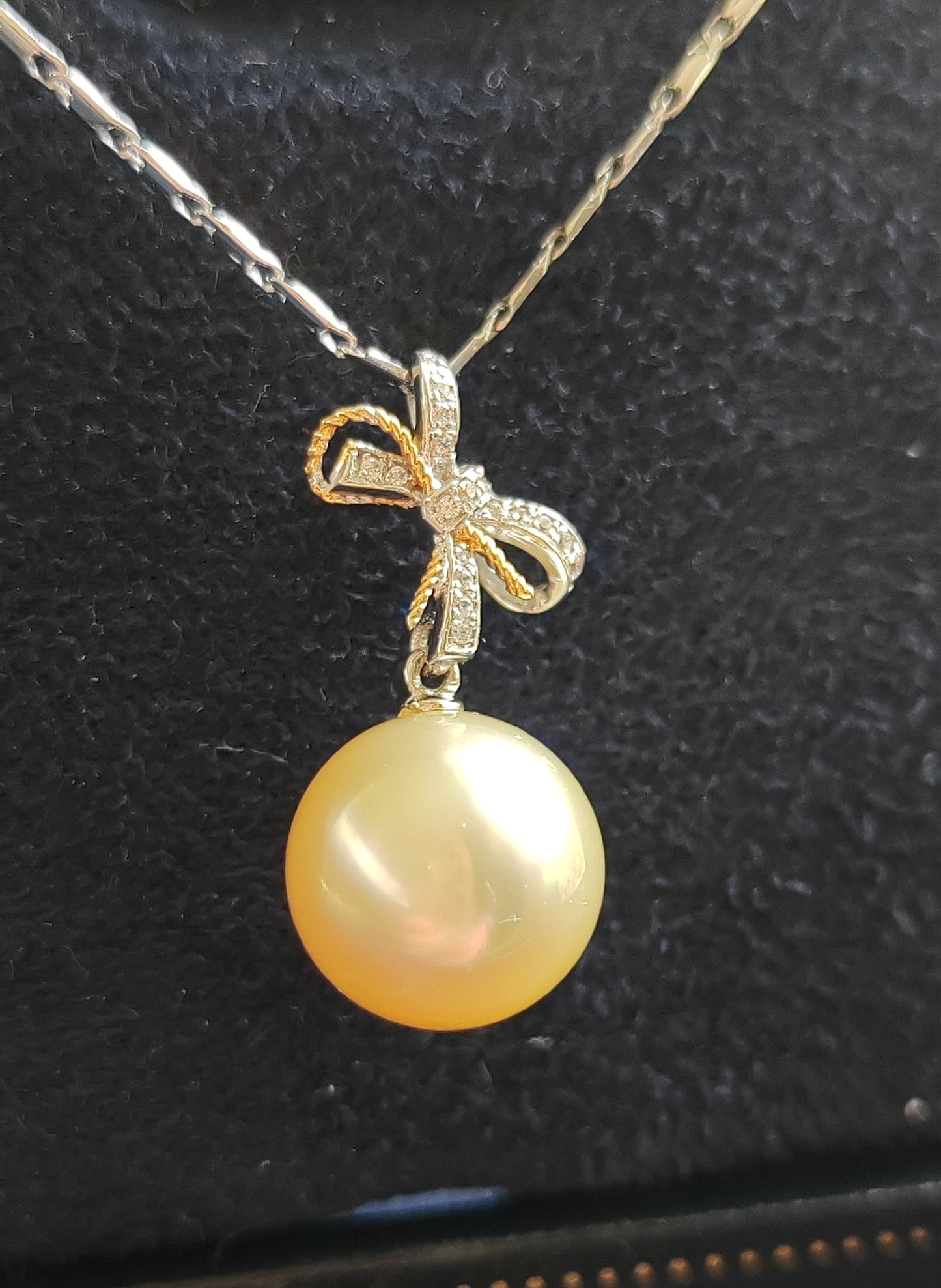 18k gold pendant genuine golden south sea pearl 10.8mm