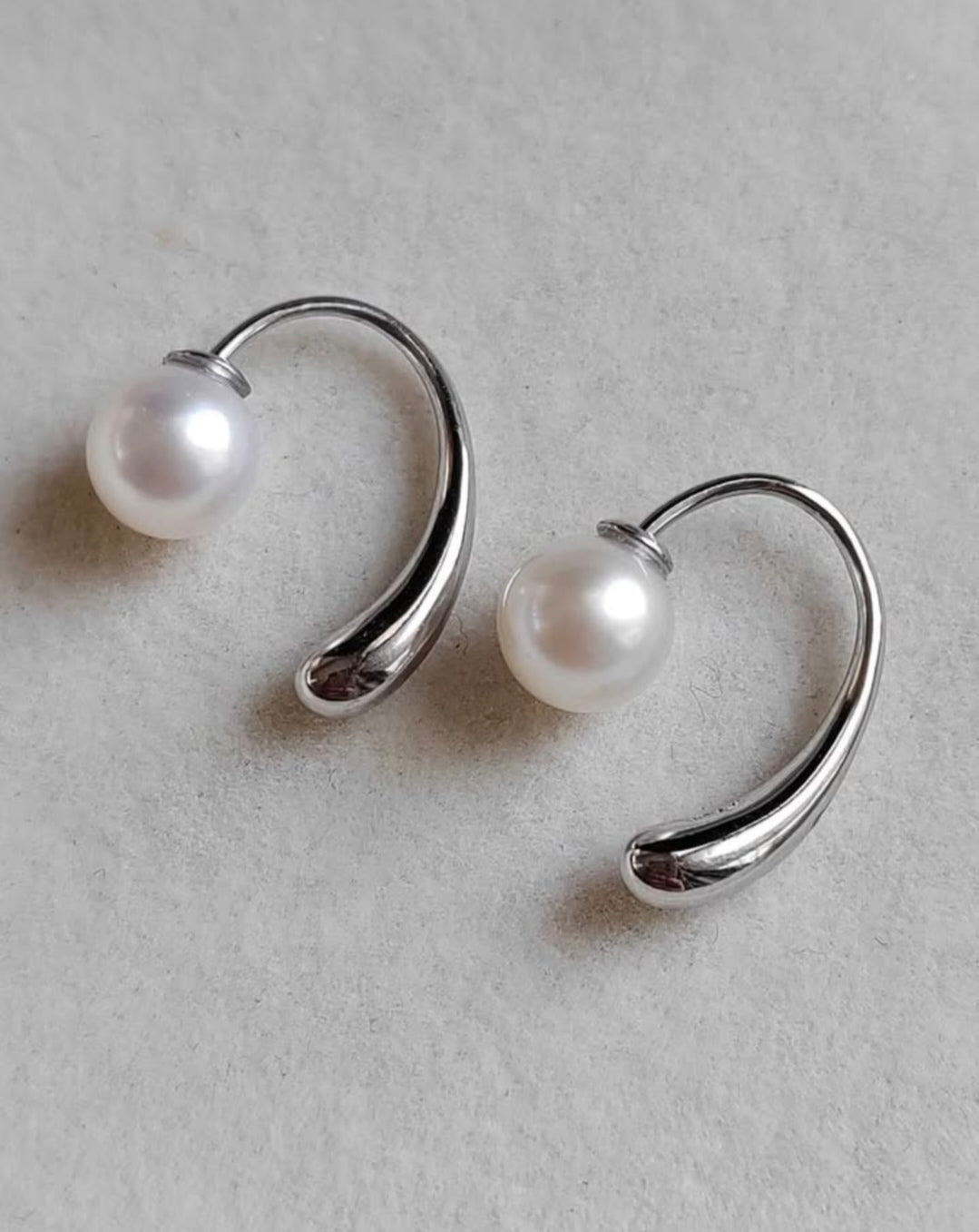 6-6.5mm Genuine Akoya pearls earrings silver
