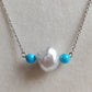 'Wild' Natural Turquoise genuine Australian south sea Keshi pearl necklace