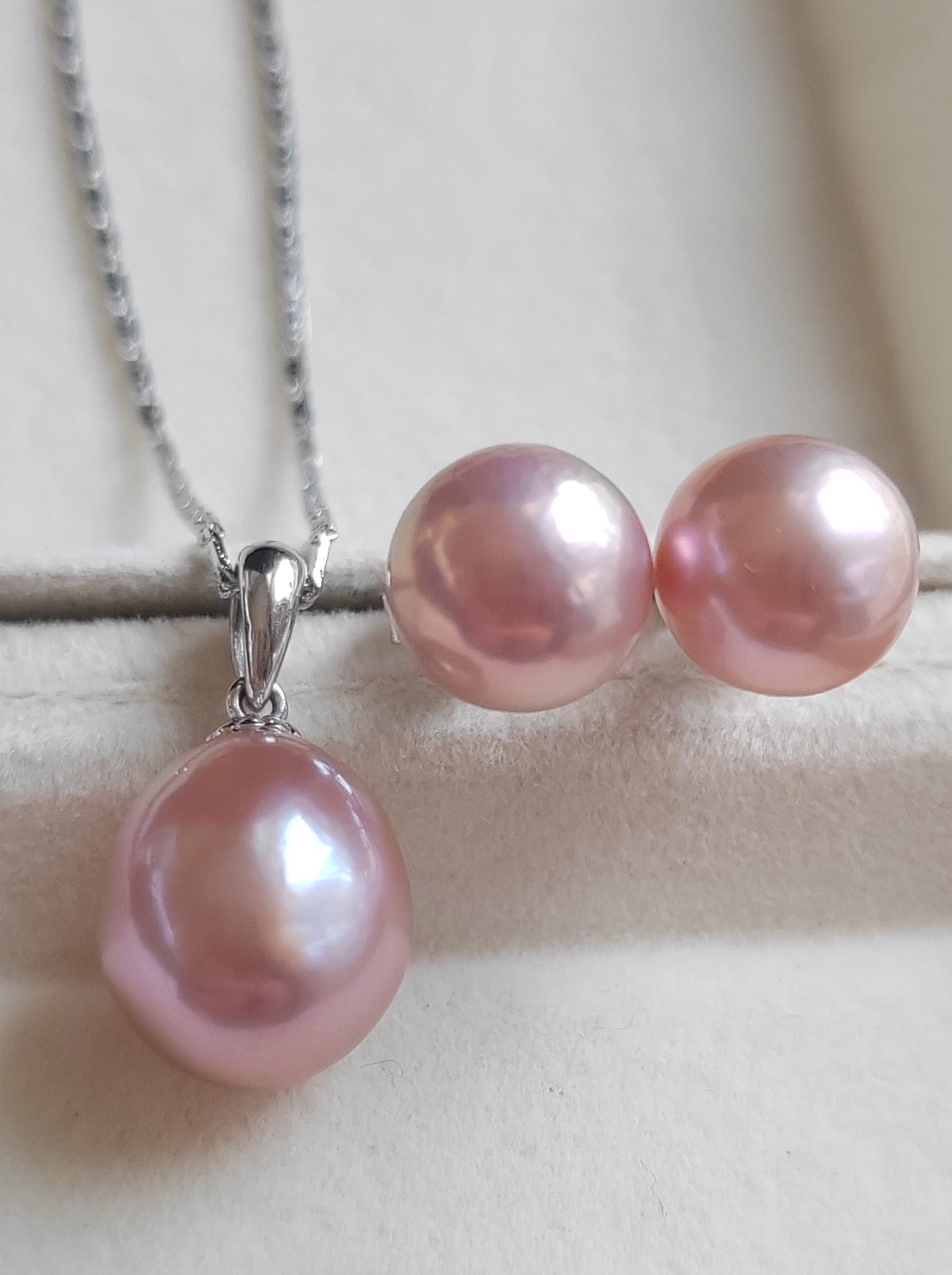 Classic silver Jewellry set Genuine freshwater pearl 9.9-12mm