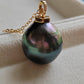 'Summer Island' Genuine tahitian Mangareva pearl 16x17mm 18ct gold diamond pendant