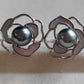 'Silver Camellia' earrings genuine tahitian south sea pearls 8.1mm