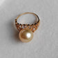 Golden lacy ring 18k gold genuine golden south sea round pearl 10.4mm AAA+ size L