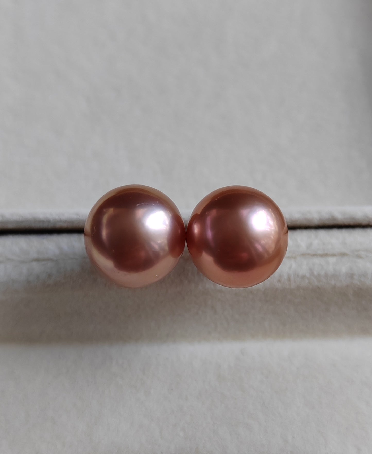 'Chocolate' Pearl earrings studs genuine freshwater pearls 11.8mm
