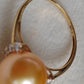10.9mm Genuine golden south sea pearl 18k gold solitaire ring