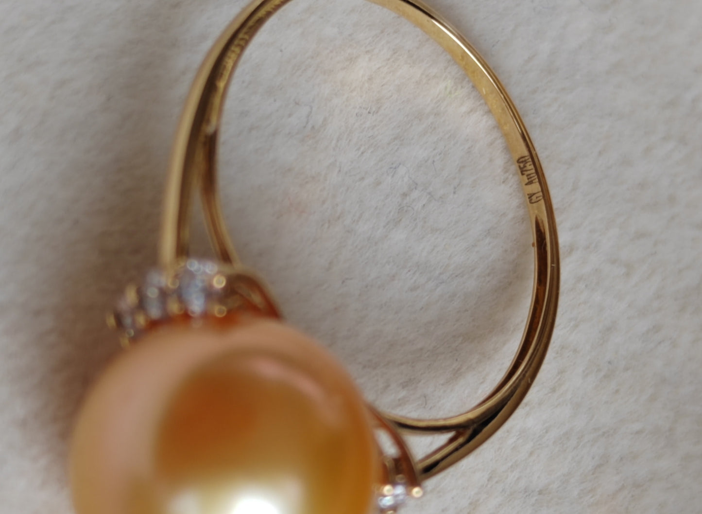10.9mm Genuine golden south sea pearl 18k gold solitaire ring