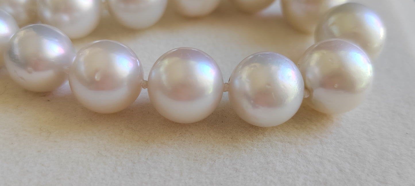 9.8-14.8mm Genuine south sea white pearls classic necklace
