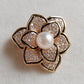 'Little Camellia' Brooch genuine freshwater pearl 6.3mm round