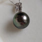 'White Camellia' 18k white gold pendant genuine Mangareva tahitian dea pearl 11.7x12.1mm