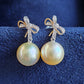 18k gold earrings genuine golden south sea pearls 10mm round