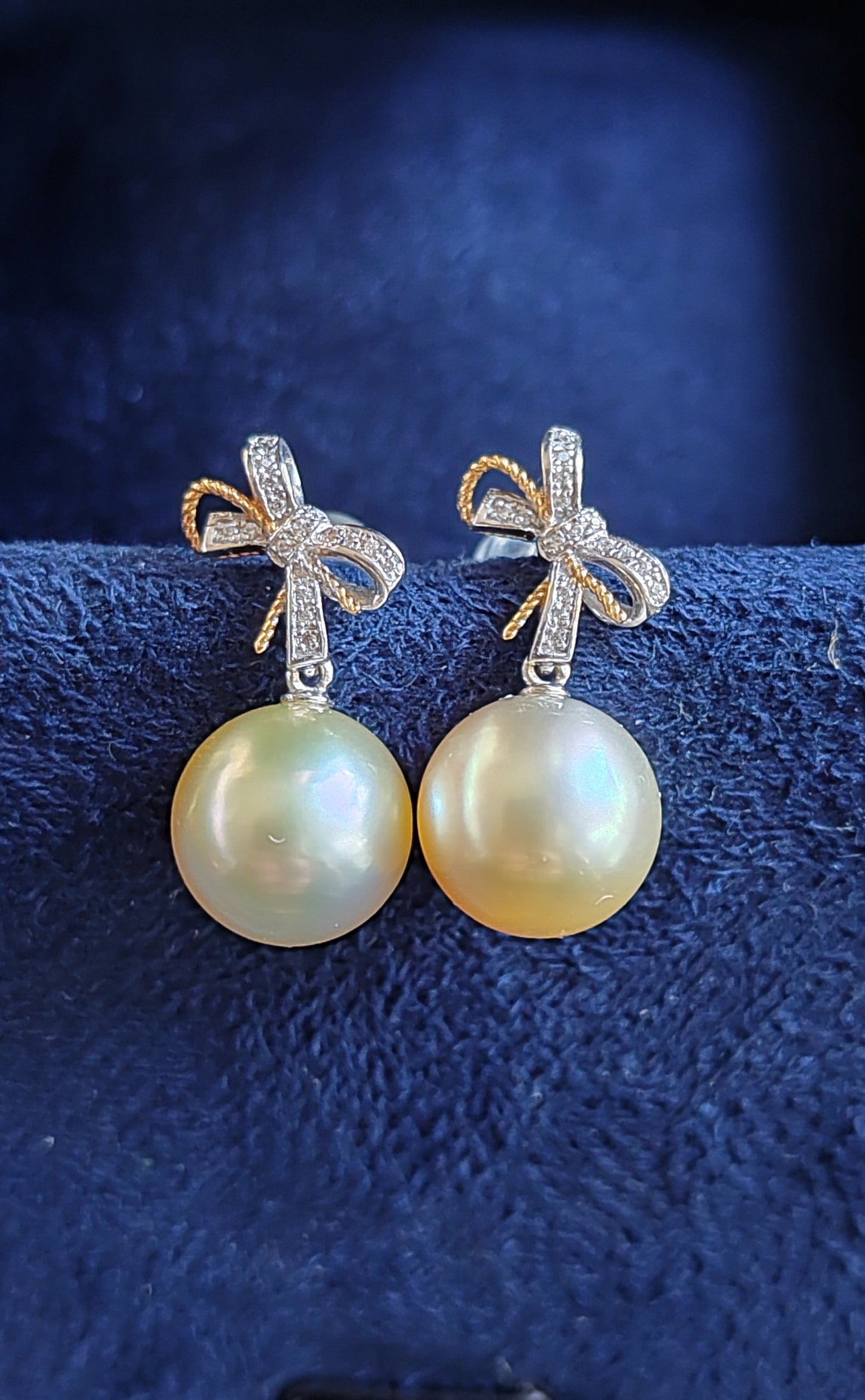 18k gold earrings genuine golden south sea pearls 10mm round