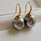 11.1mm Genuine tahitian south sea pearls classic 9ct gold earrings