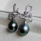 9.3mm Genuine tahitian south sea pearl Lace earrings silver