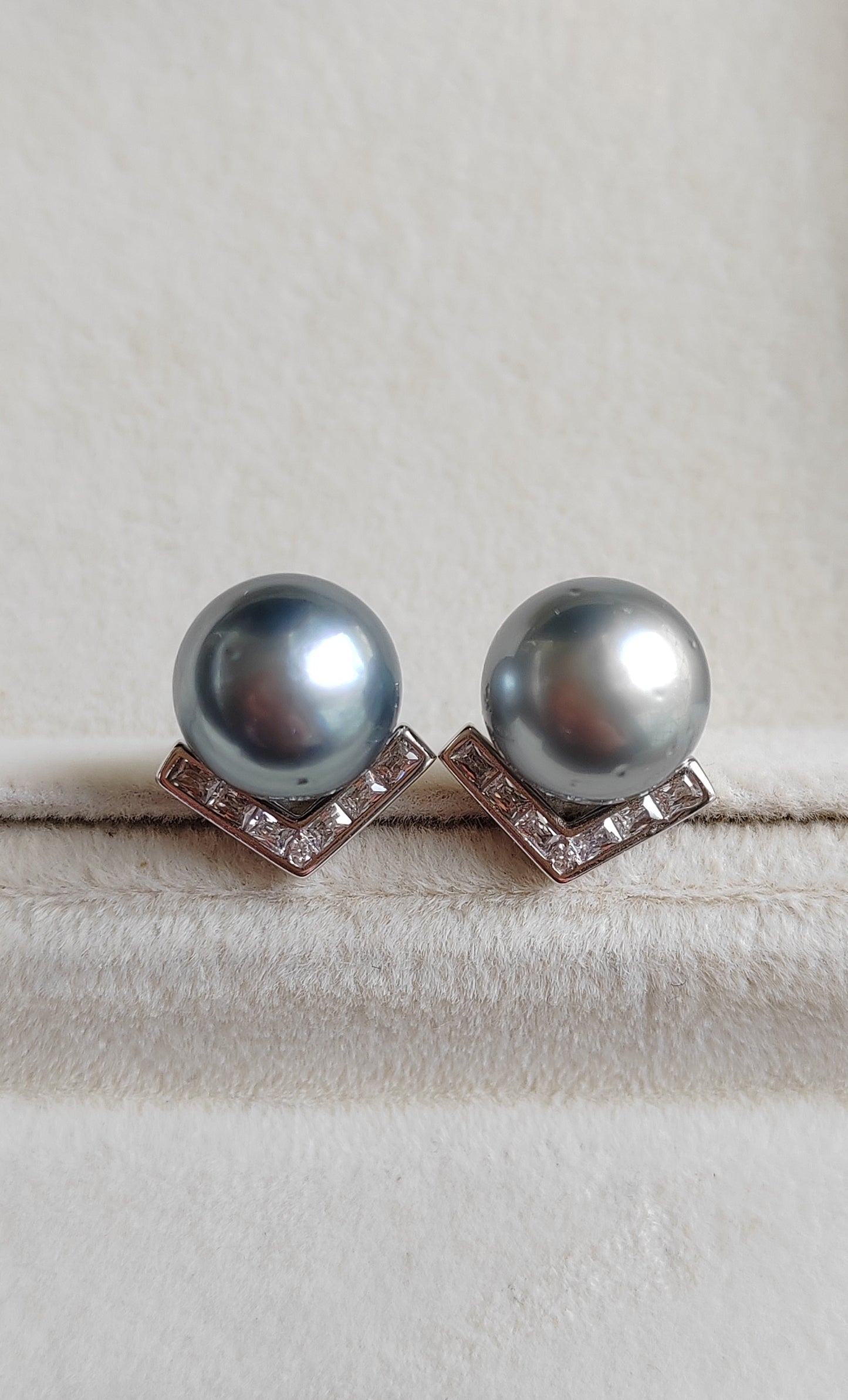 10.3mm Genuine tahitian sea pearls silver earrings