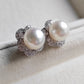 'Little Camellia' two-way earrings genuine south sea white pearls 8.6mm Round