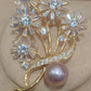 Clearance Lily brooch genuine freshwater pearl 10.8mm