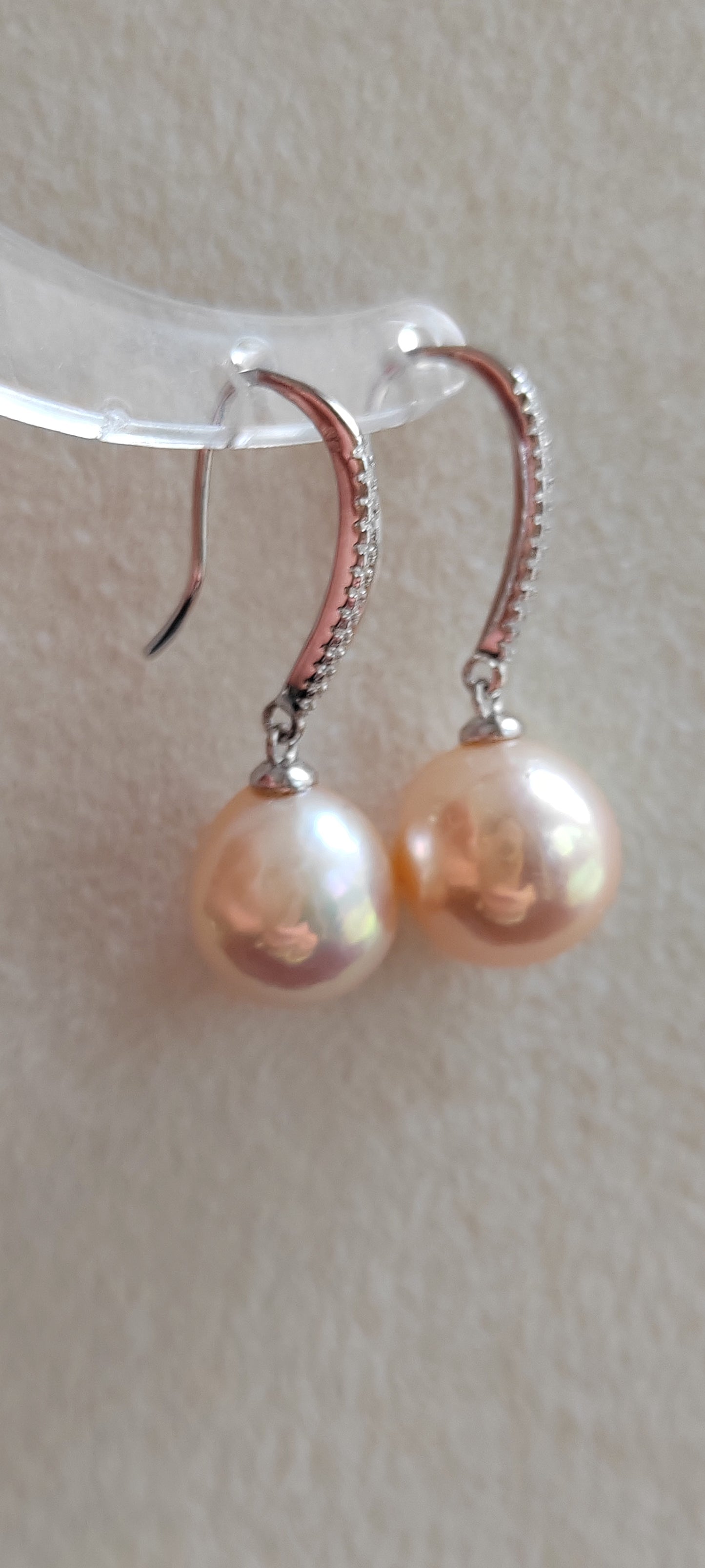'Fairy Peach' Jewellery set Genuine freshwater pearls 11.8-12.2mm