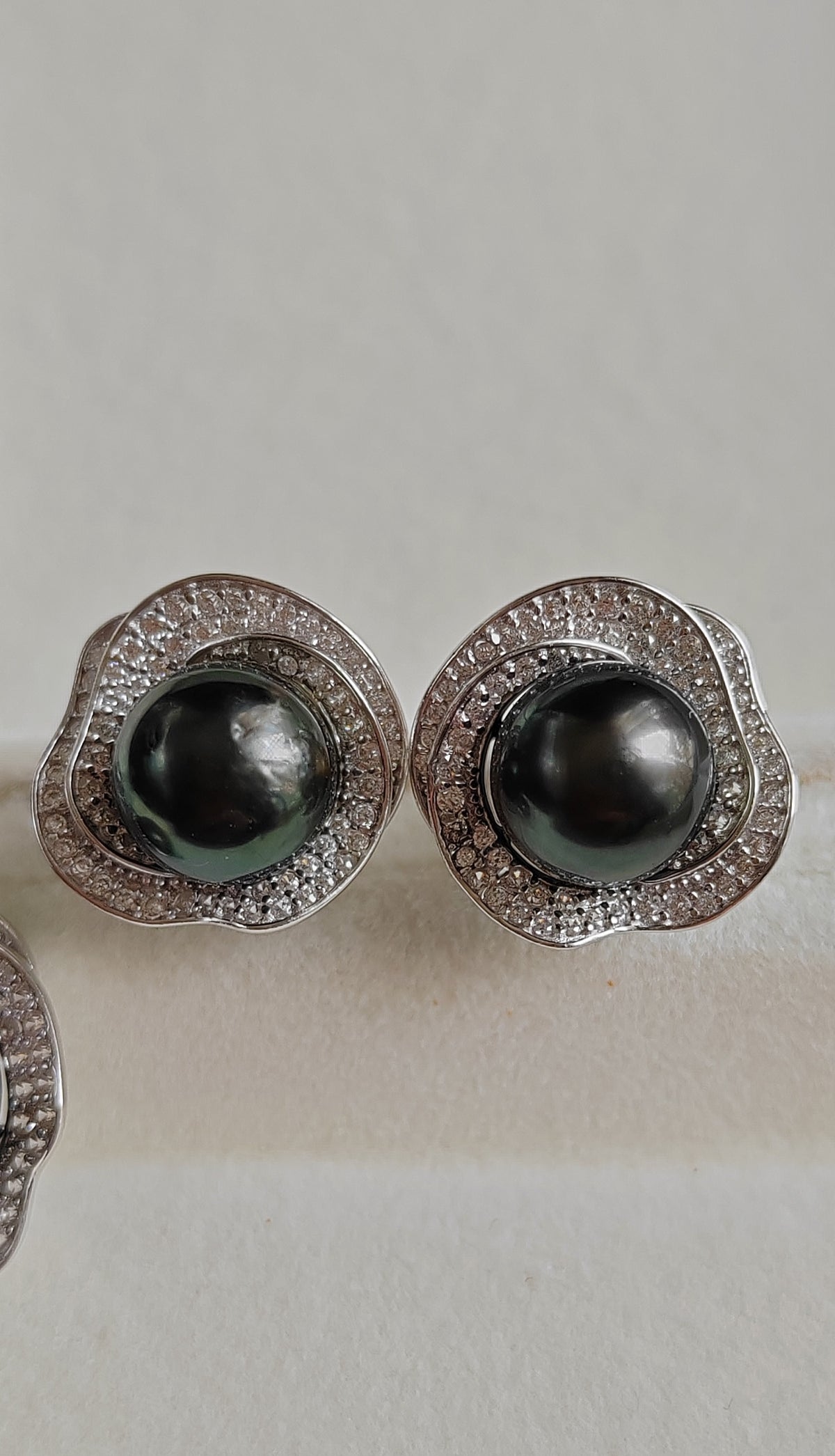 'Black Rose' jewelry set Genuine tahitian sea pearls 7.8-8.9mm