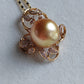 'Rococo' 14k gold pendant genuine golden south sea pearl 12.8mm Round