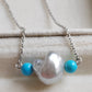 'Wild' Natural Turquoise genuine Australian south sea Keshi pearl necklace