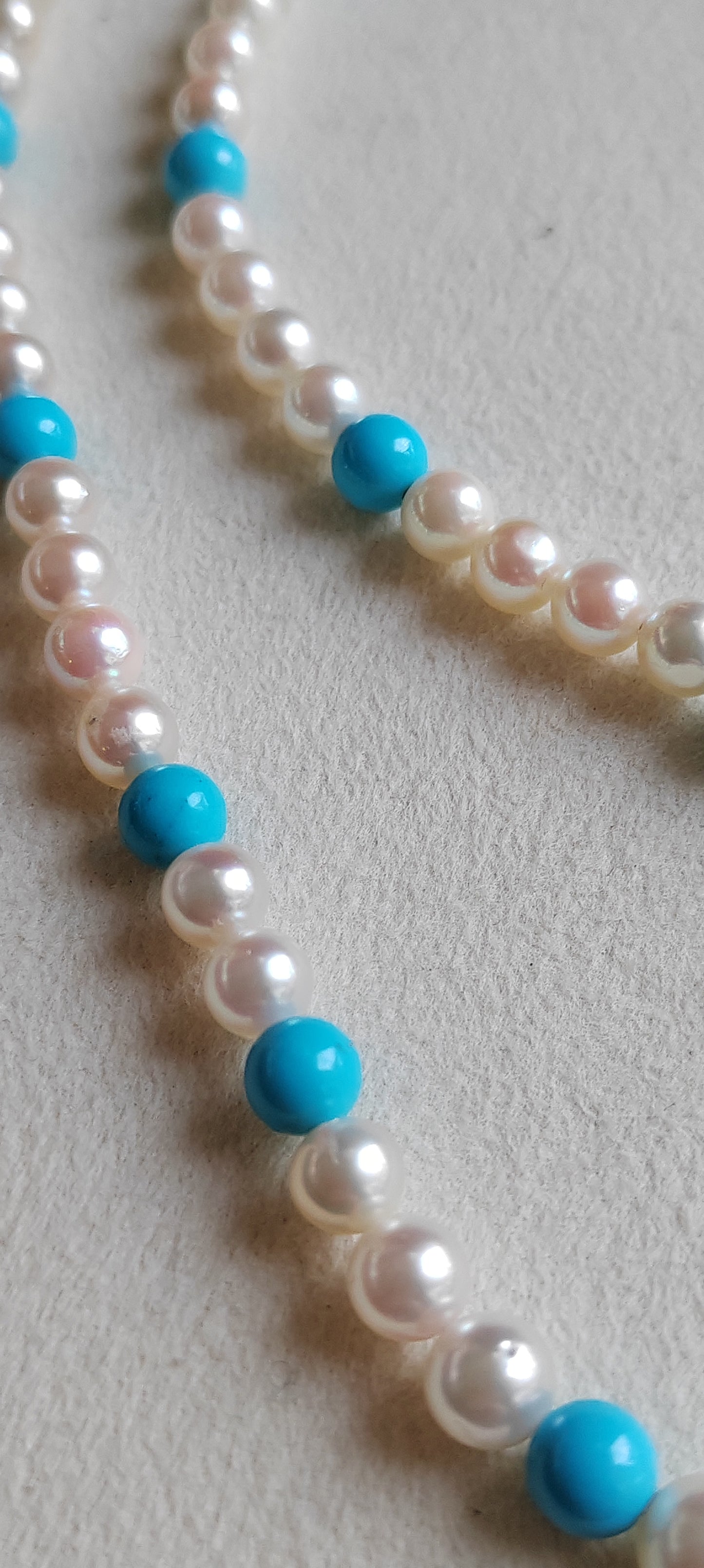 14k gold necklace Natural Sleeping Beauty Turquoise and Genuine Japanese akoya pearls
