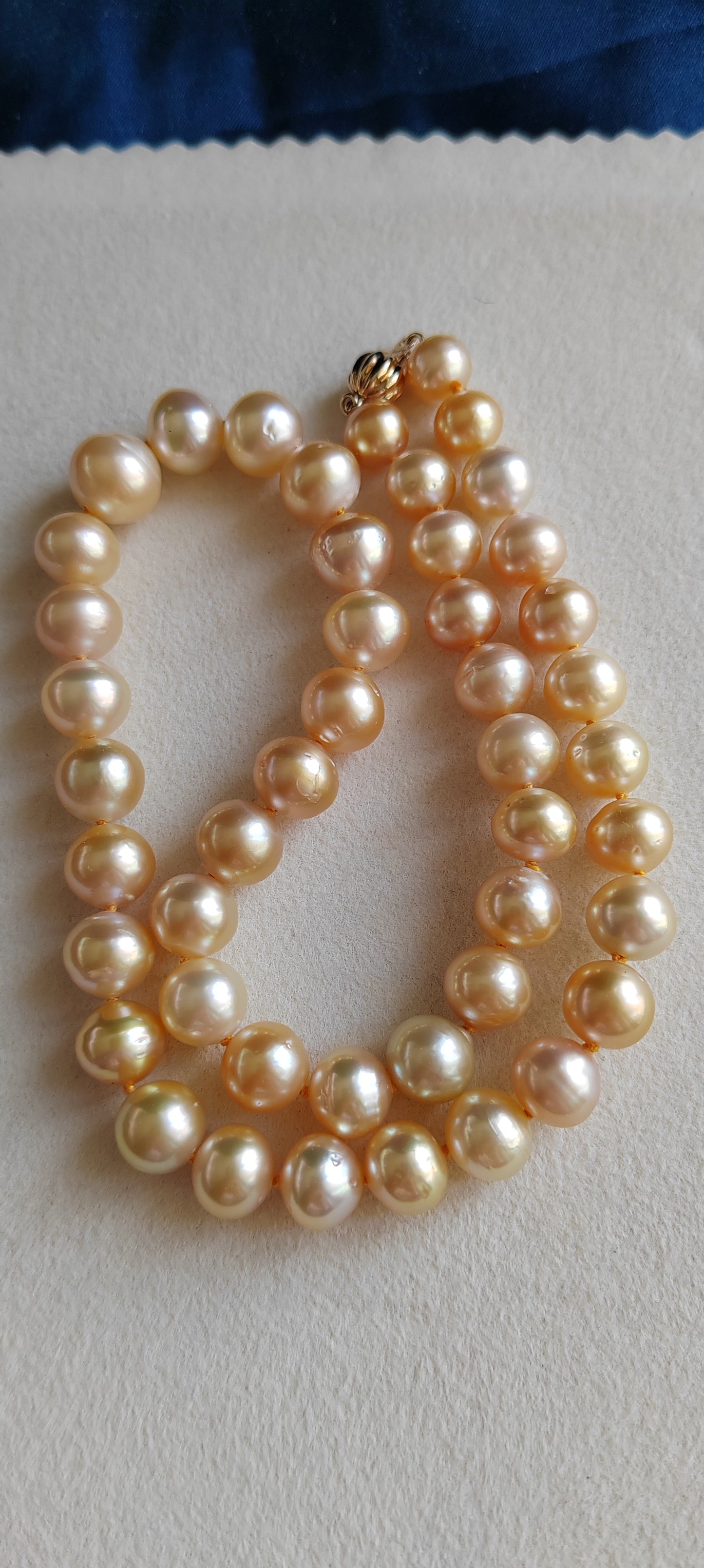 8-11.1mm Genuine golden south sea pearl necklace strand