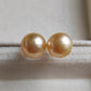 10mm Genuine golden south sea pearls Essential earrings studs 14k gold