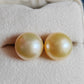 18k gold earring stud genuine golden south sea pearl 9mm