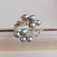 'Silver Meteor' ring genuine Japanese akoya pearls 3.6-4.1mm