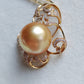 'Rococo' 14k gold pendant genuine golden south sea pearl 12.8mm Round