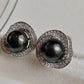'Black Rose' jewelry set Genuine tahitian sea pearls 7.8-8.9mm
