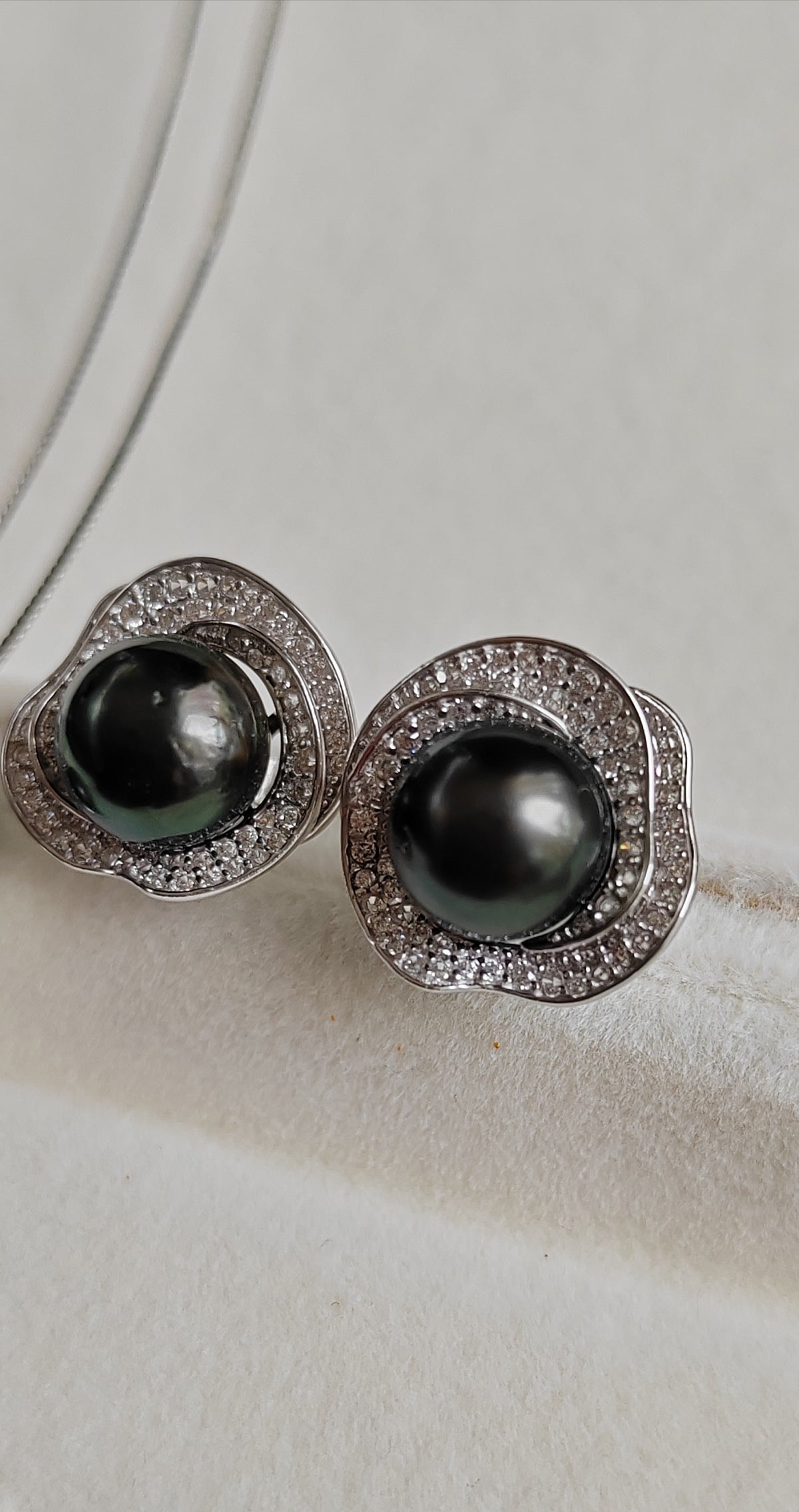 'Black Rose' jewelry set Genuine tahitian sea pearls 7.8-8.9mm