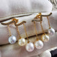 'Wings' earrings 18k gold diamond genuine Japanese akoya pearls 6.1-7.5mm