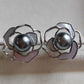 'Silver Camellia' earrings genuine tahitian south sea pearls 8.1mm