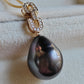 12.6x16mm Genuine tahitian Mangareva pearl 14ct gold pendant