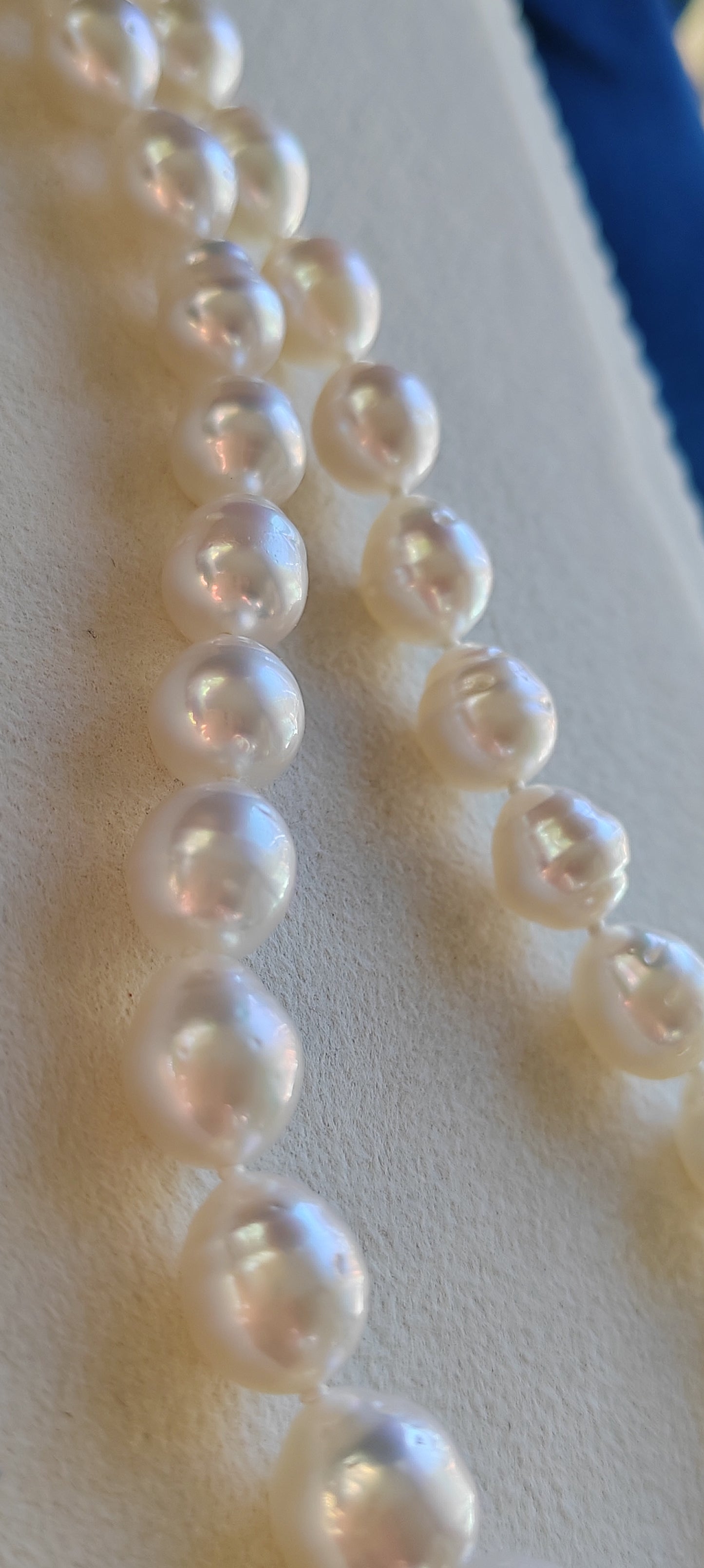 9-10.8mm Genuine Australian south sea white pearls 14k gold necklace