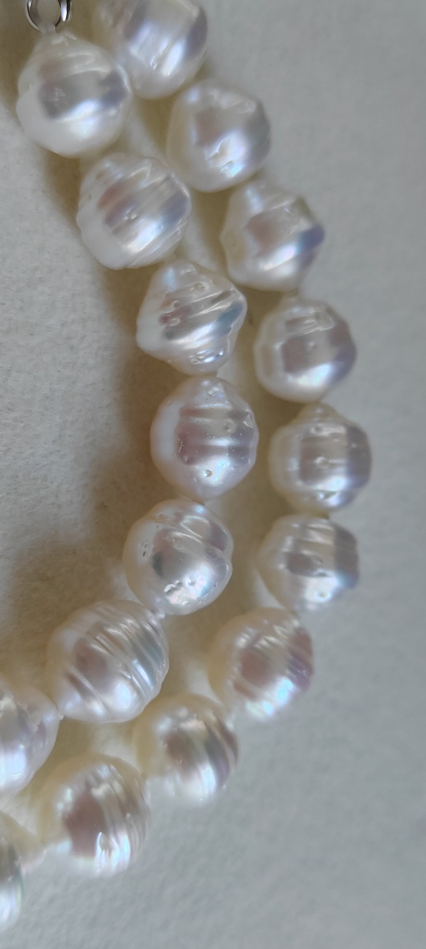 9-10.5mm Genuine Australian south sea white pearls baroque strand necklace