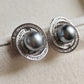 9.7mm Genuine tahitian south sea pearls classic spiral earrings