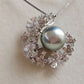 'Moon flowers' necklace genuine tahitian south sea pearl 9.4mm
