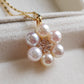 'Pleasure Blossom' 18k gold pendant genuine Japanese akoya pearls