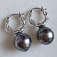 10.5mm Genuine tahitian south sea pearls simple hoops earrings