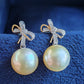 18k gold earrings genuine golden south sea pearls 10mm round