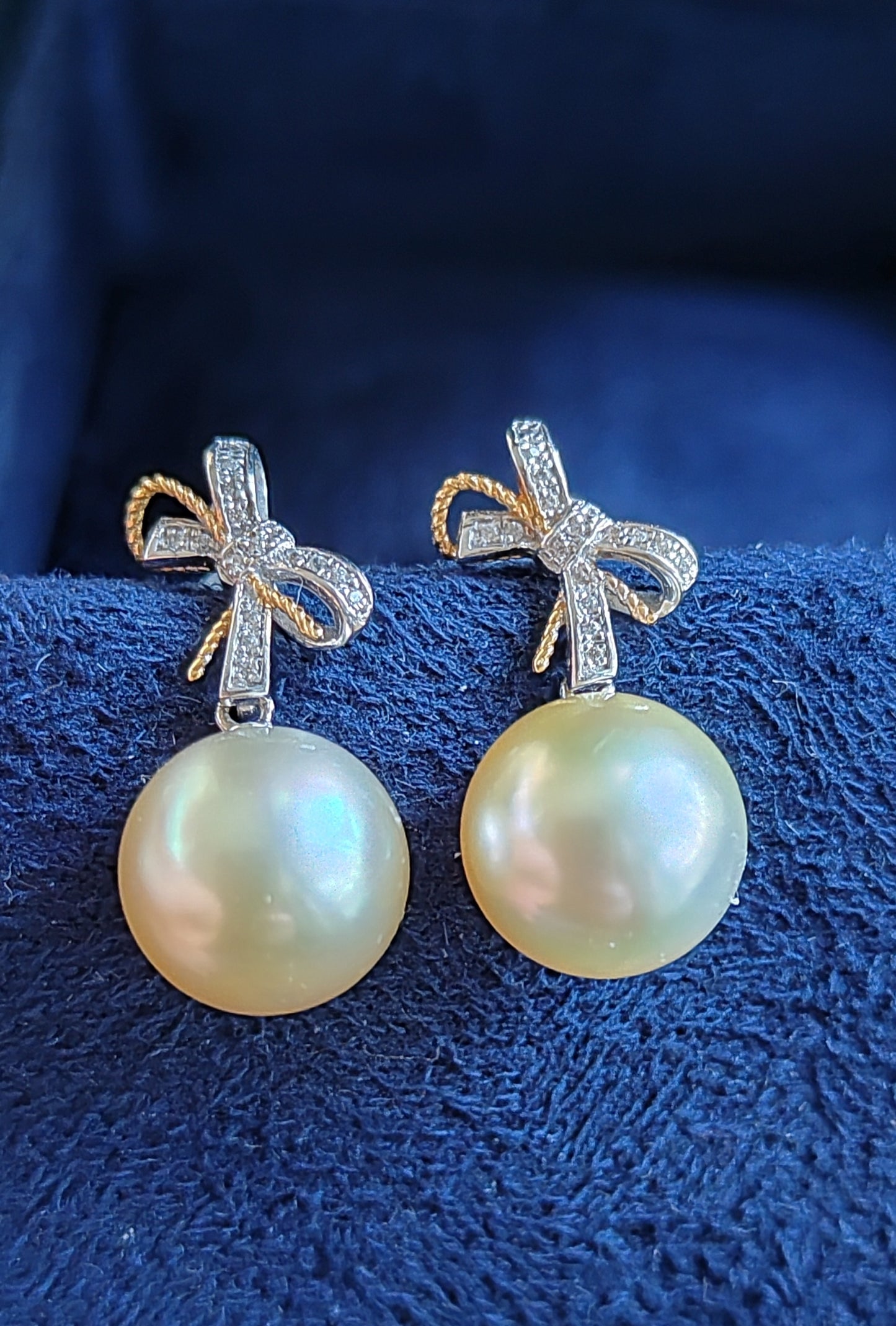 18k gold earrings genuine golden south sea pearls 10mm round