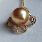 'Rococo' 14k gold pendant genuine golden south sea pearl 12.8mm Round